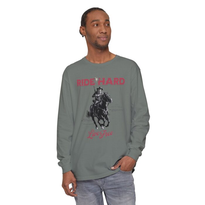 Ride hard Unisex Garment-dyed Long Sleeve T-Shirt - Image 35