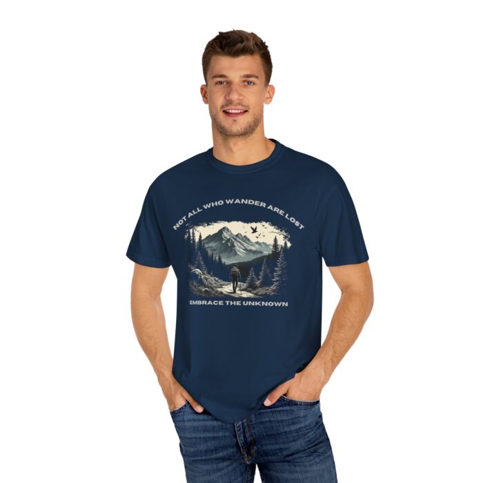 Adventure-Themed Unisex T-Shirt - Embrace the Unknown, Inspirational Tee for Explorers, Wanderlust Gift, Nature Lover Apparel, Hiking Shirt - Image 4