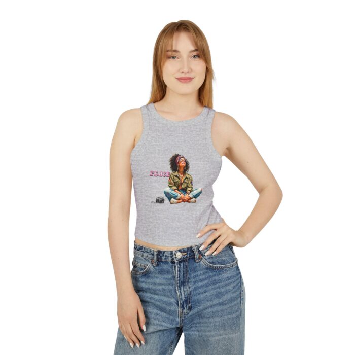 Peaceful Vibes Women's Micro Rib Racer Tank Top, Summer Crop Top, Festival Wear, Yoga Top, Inspirational Tee - Image 12