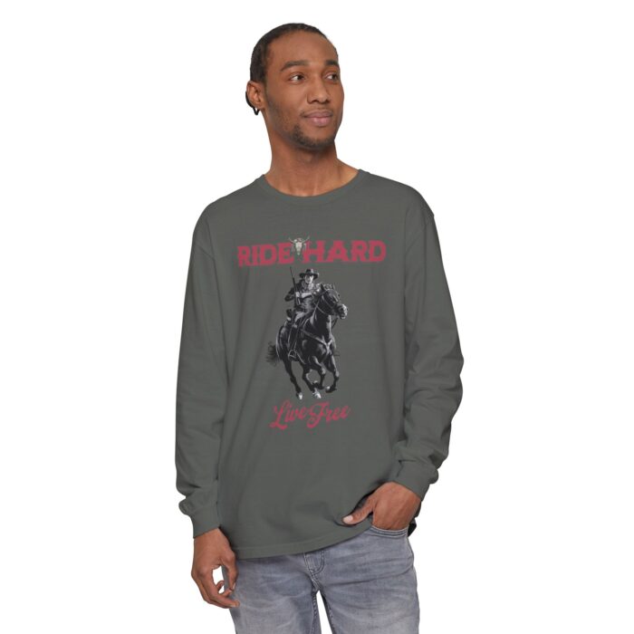 Ride hard Unisex Garment-dyed Long Sleeve T-Shirt - Image 55