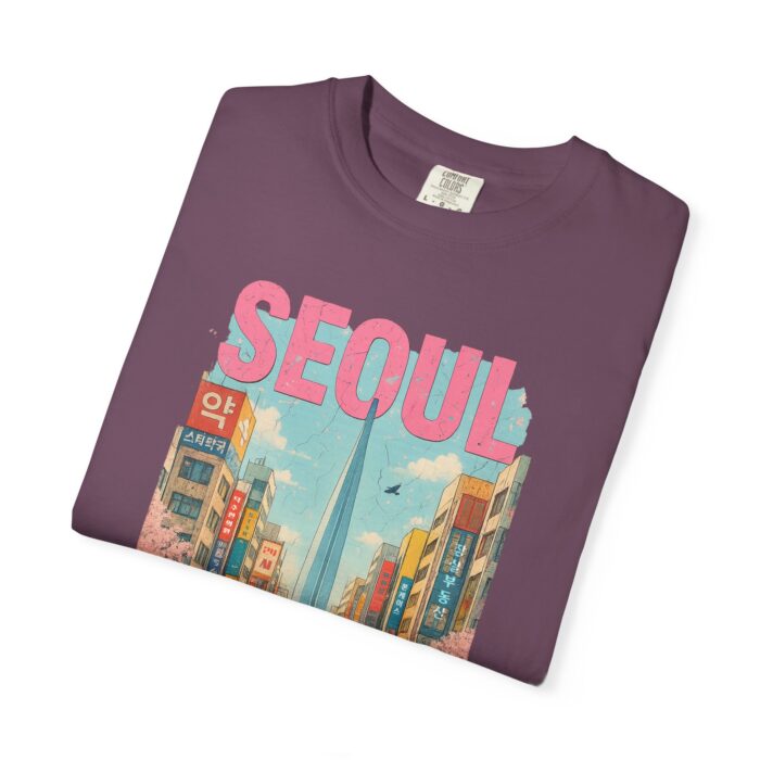 Seoul Inspired Unisex Garment-Dyed T-Shirt - Trendy Streetwear with Cityscape Design - Image 3