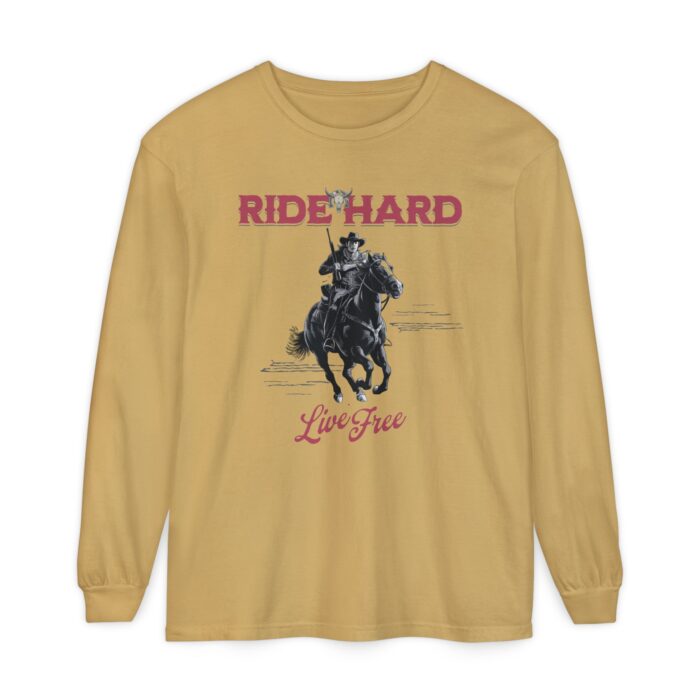 Ride hard Unisex Garment-dyed Long Sleeve T-Shirt - Image 5
