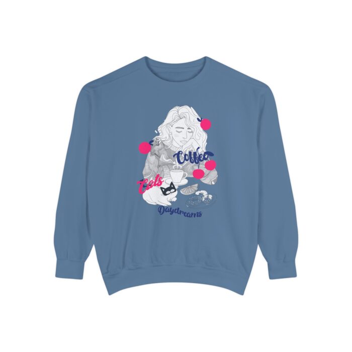 Coffee Cats Daydreams Unisex Garment-Dyed Sweatshirt - Image 41