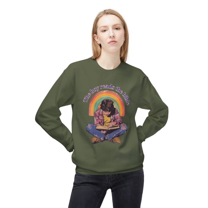 The boy reads the bible Unisex Midweight Softstyle Fleece Crewneck Sweatshirt - Image 23