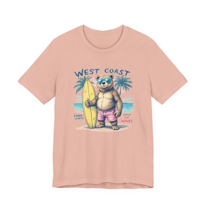 West Coast Beach Bear Tee, Summer Shirt, Surfing T-Shirt, Cute Animal Apparel, Vacation Outfit, Gift for Beach Lovers - Image 11