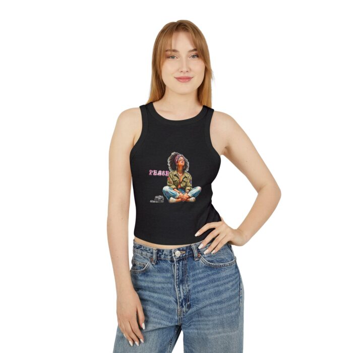 Peaceful Vibes Women's Micro Rib Racer Tank Top, Summer Crop Top, Festival Wear, Yoga Top, Inspirational Tee - Image 8