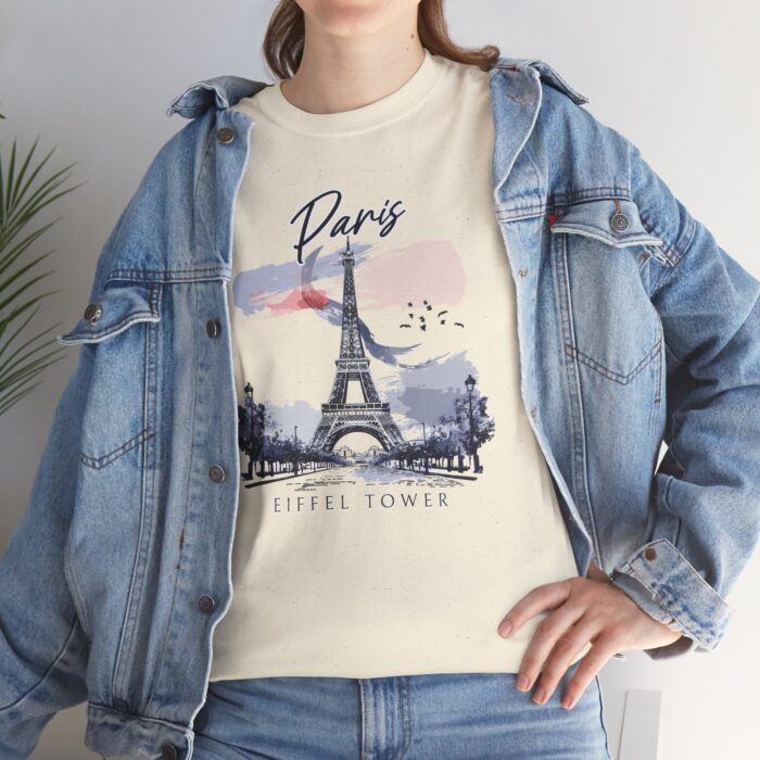 Paris Eiffel Tower Unisex Heavy Cotton Tee, Travel Shirt, Gift for Travelers, Vacation Shirt, Paris Lover Apparel - Image 44