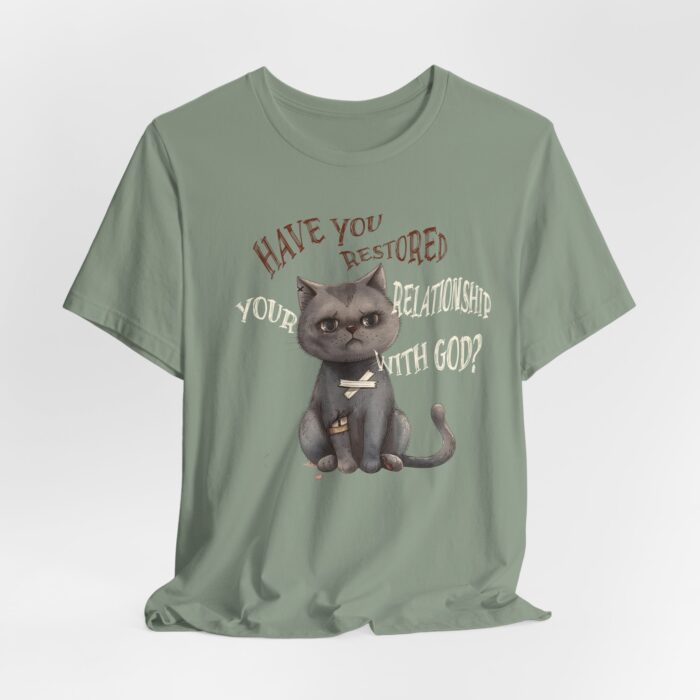 Cat Lover's Inspirational Tee, Have You Restored Your Relationship With God? T-Shirt, Cute Cat Shirt, Faith-Based Apparel, Gift for [...] - Image 42
