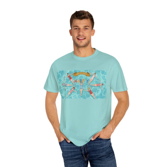 Happy Vibes Unisex Garment-Dyed T-Shirt, Summer Outfit, Beach Day Tee, Gift for Friends, Relaxing T-Shirt, Holiday Apparel - Image 4