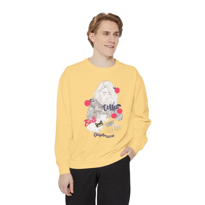 Coffee Cats Daydreams Unisex Garment-Dyed Sweatshirt - Image 23