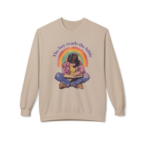 The boy reads the bible Unisex Midweight Softstyle Fleece Crewneck Sweatshirt