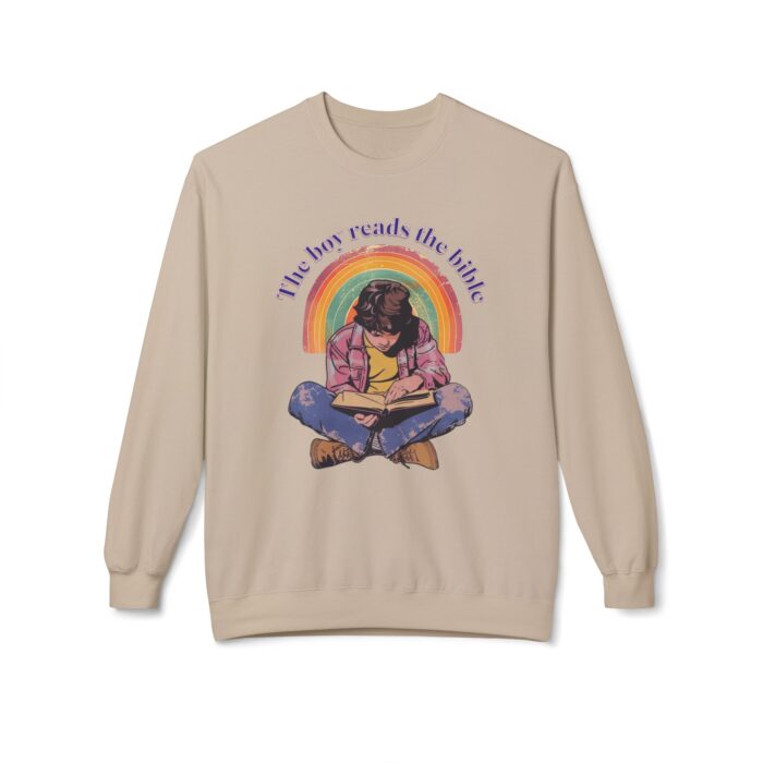 The boy reads the bible Unisex Midweight Softstyle Fleece Crewneck Sweatshirt