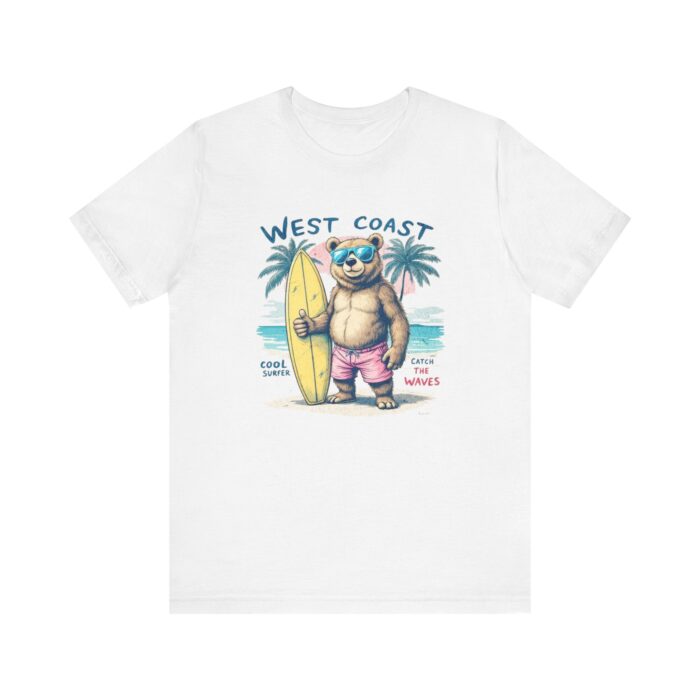 West Coast Beach Bear Tee, Summer Shirt, Surfing T-Shirt, Cute Animal Apparel, Vacation Outfit, Gift for Beach Lovers - Image 5