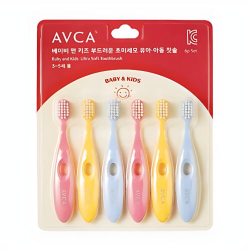 AVCA Baby Kids Soft Ultra-Fine Bristles Infant Toddler Toothbrush 6 Pieces *2ea