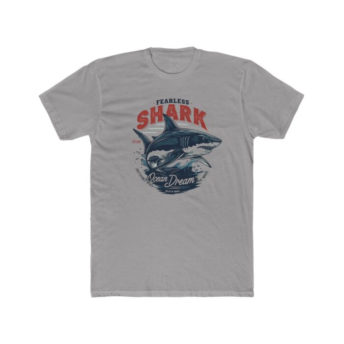 Fearless Shark Unisex Cotton Crew Tee - Ocean Adventure Shirt, Beachwear, Gift for Marine Life Lovers - Image 4