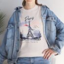Paris Eiffel Tower Unisex Heavy Cotton Tee, Travel Shirt, Gift for Travelers, Vacation Shirt, Paris Lover Apparel
