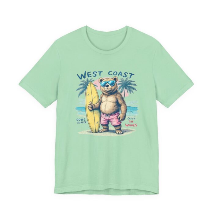 West Coast Beach Bear Tee, Summer Shirt, Surfing T-Shirt, Cute Animal Apparel, Vacation Outfit, Gift for Beach Lovers - Image 23