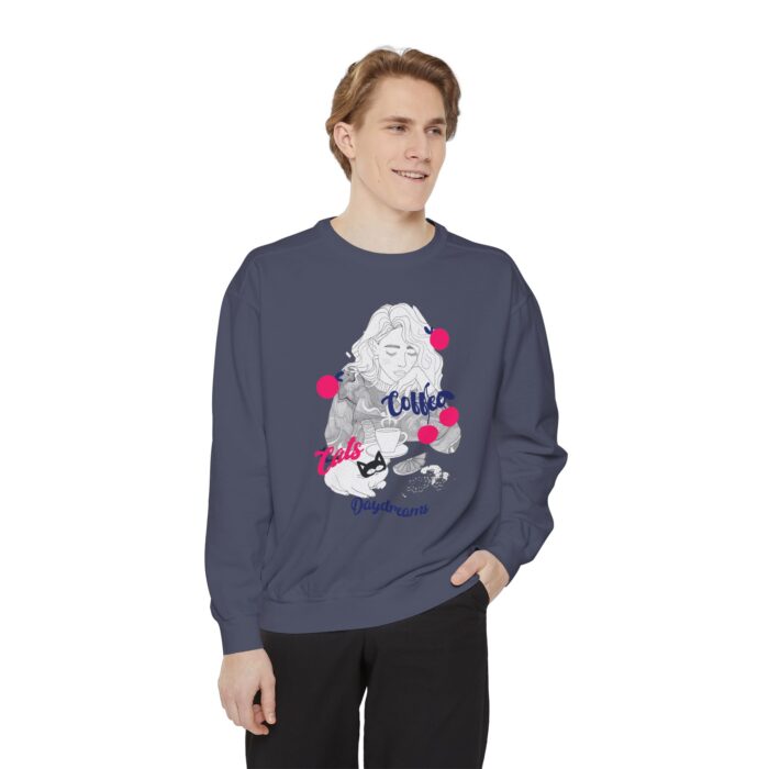 Coffee Cats Daydreams Unisex Garment-Dyed Sweatshirt - Image 47