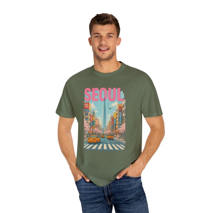 Seoul Inspired Unisex Garment-Dyed T-Shirt - Trendy Streetwear with Cityscape Design - Image 23