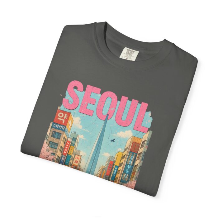 Seoul Inspired Unisex Garment-Dyed T-Shirt - Trendy Streetwear with Cityscape Design - Image 17