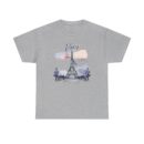 Paris Eiffel Tower Unisex Heavy Cotton Tee, Travel Shirt, Gift for Travelers, Vacation Shirt, Paris Lover Apparel