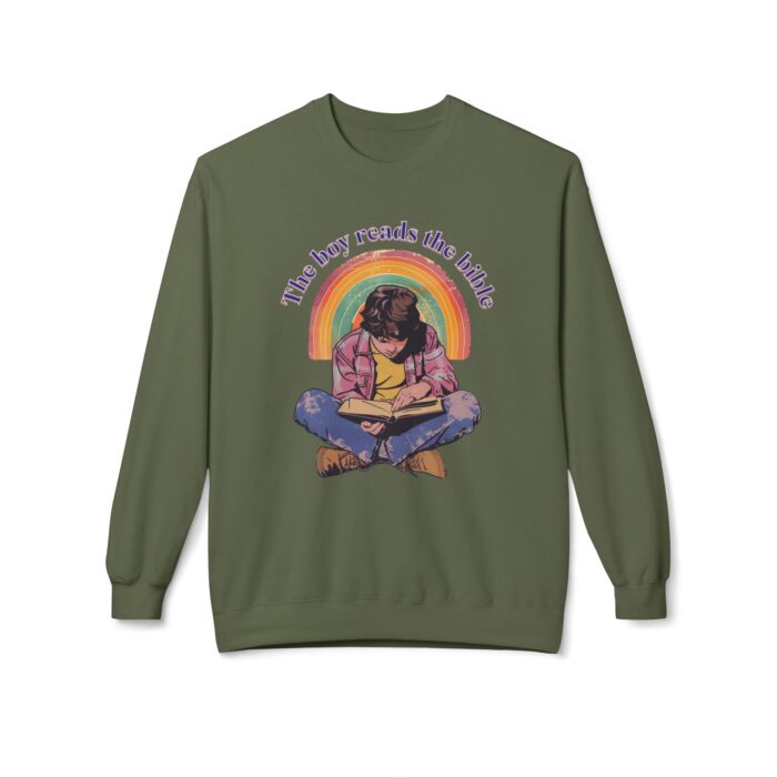 The boy reads the bible Unisex Midweight Softstyle Fleece Crewneck Sweatshirt - Image 21