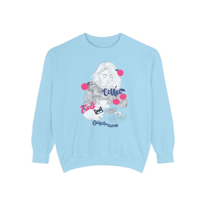 Coffee Cats Daydreams Unisex Garment-Dyed Sweatshirt - Image 33