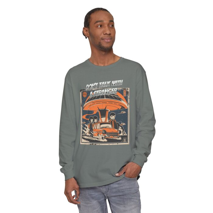 Don't Talk with a Stranger Unisex Garment-dyed Long Sleeve T-Shirt - Image 35