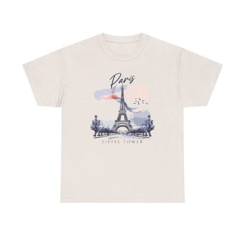 Paris Eiffel Tower Unisex Heavy Cotton Tee, Travel Shirt, Gift for Travelers, Vacation Shirt, Paris Lover Apparel
