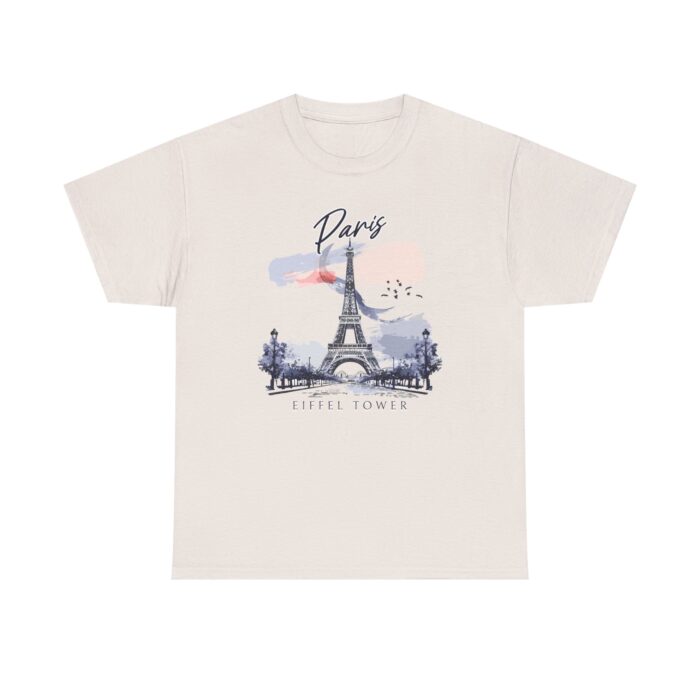 Paris Eiffel Tower Unisex Heavy Cotton Tee, Travel Shirt, Gift for Travelers, Vacation Shirt, Paris Lover Apparel