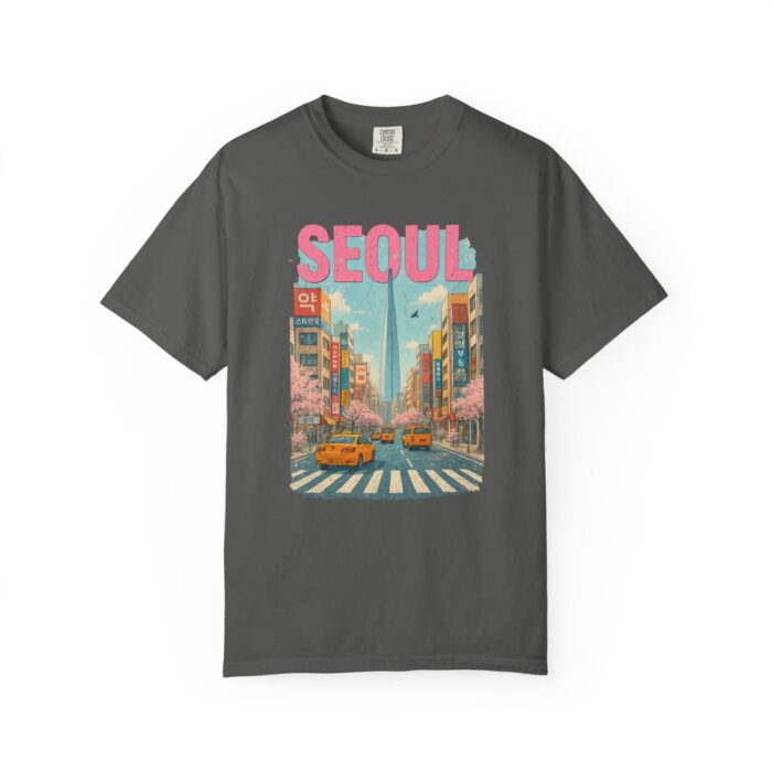 Seoul Inspired Unisex Garment-Dyed T-Shirt - Trendy Streetwear with Cityscape Design - Image 15