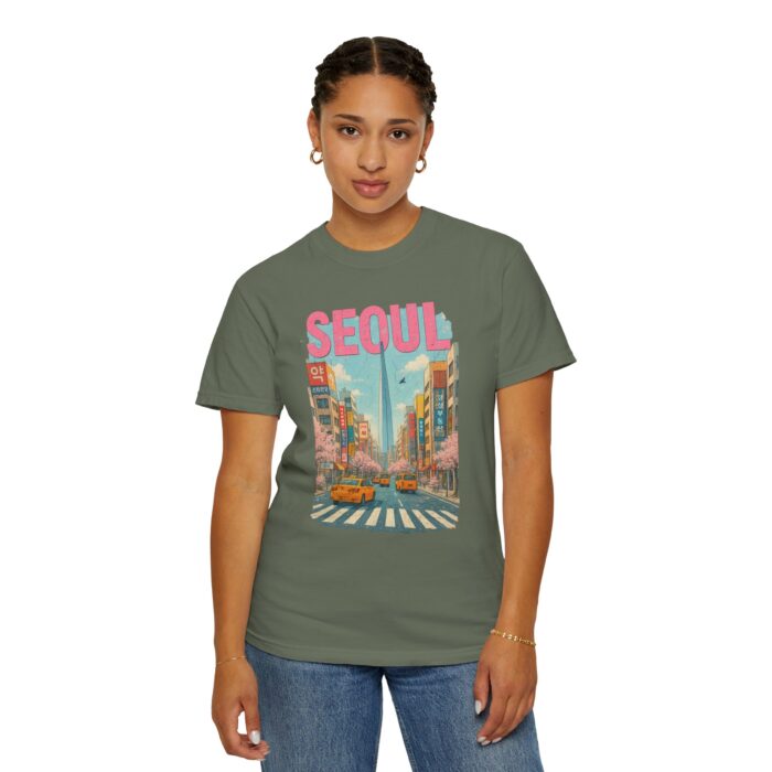 Seoul Inspired Unisex Garment-Dyed T-Shirt - Trendy Streetwear with Cityscape Design - Image 29