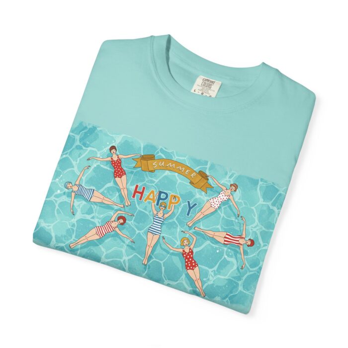 Happy Vibes Unisex Garment-Dyed T-Shirt, Summer Outfit, Beach Day Tee, Gift for Friends, Relaxing T-Shirt, Holiday Apparel - Image 3