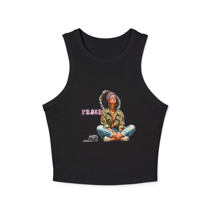 Peaceful Vibes Women's Micro Rib Racer Tank Top, Summer Crop Top, Festival Wear, Yoga Top, Inspirational Tee - Image 5
