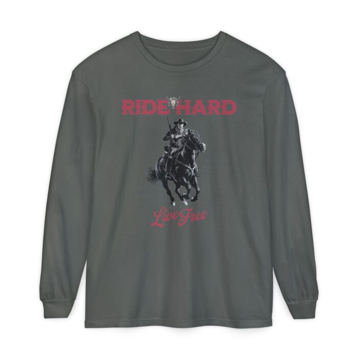 Ride hard Unisex Garment-dyed Long Sleeve T-Shirt - Image 53