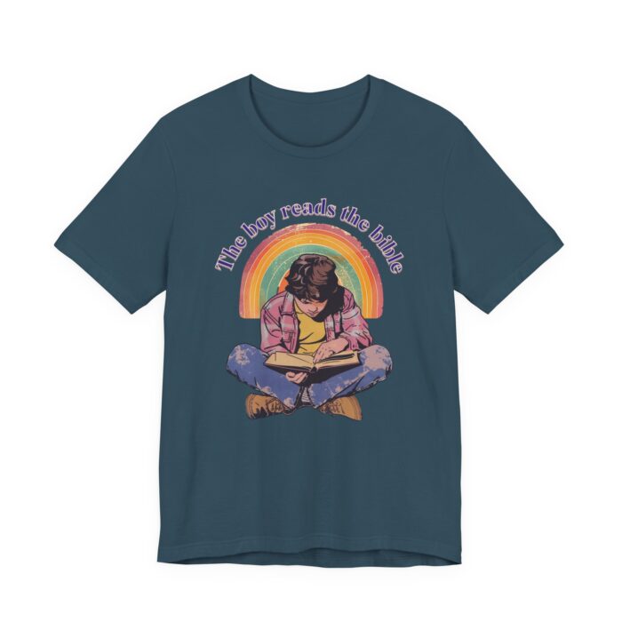 The boy reads the bible Unisex Tee - Image 3