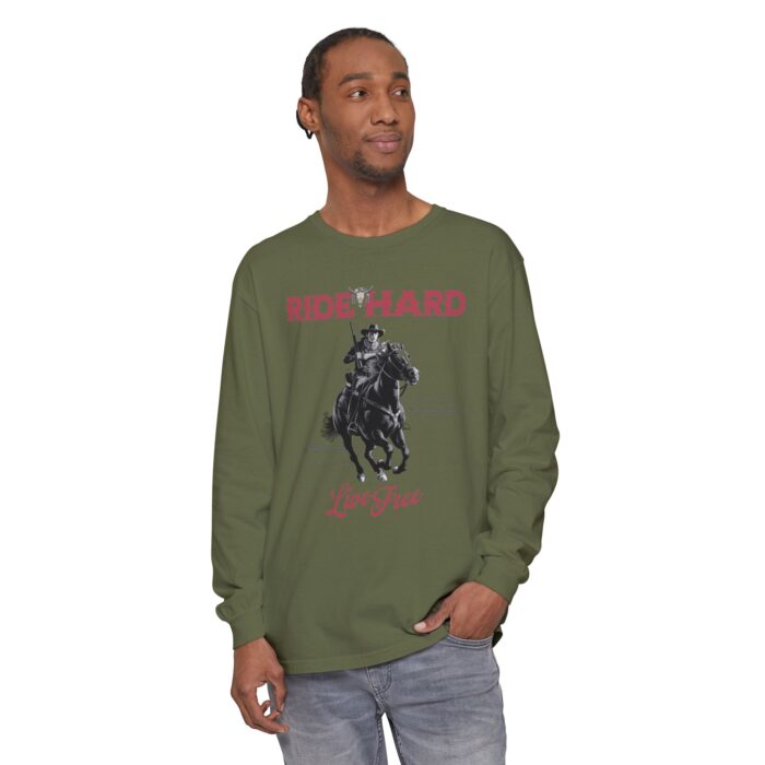 Ride hard Unisex Garment-dyed Long Sleeve T-Shirt - Image 39