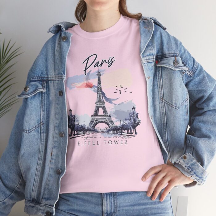 Paris Eiffel Tower Unisex Heavy Cotton Tee, Travel Shirt, Gift for Travelers, Vacation Shirt, Paris Lover Apparel - Image 66
