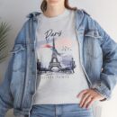 Paris Eiffel Tower Unisex Heavy Cotton Tee, Travel Shirt, Gift for Travelers, Vacation Shirt, Paris Lover Apparel