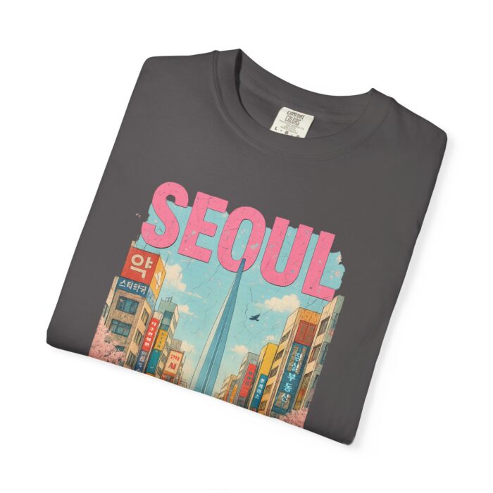 Seoul Inspired Unisex Garment-Dyed T-Shirt - Trendy Streetwear with Cityscape Design - Image 37