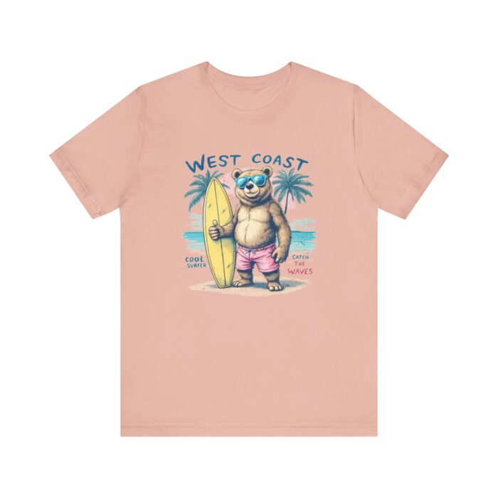 West Coast Beach Bear Tee, Summer Shirt, Surfing T-Shirt, Cute Animal Apparel, Vacation Outfit, Gift for Beach Lovers - Image 9