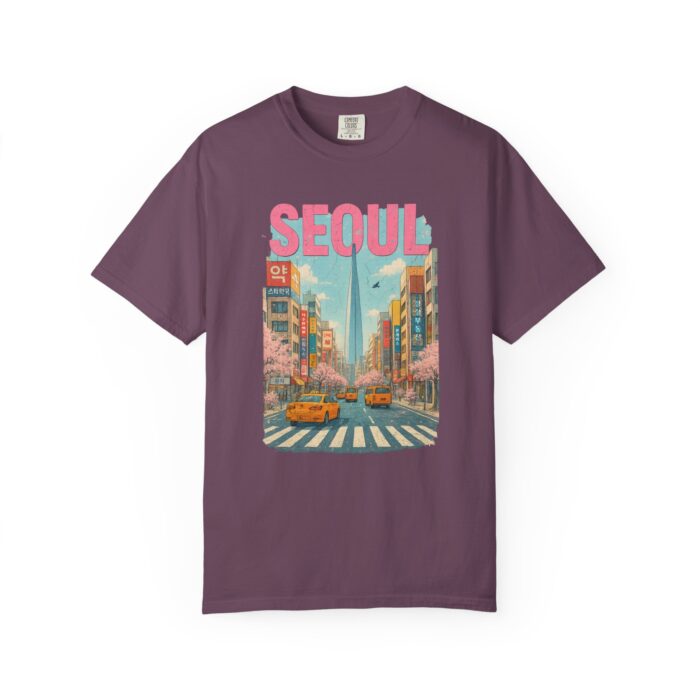 Seoul Inspired Unisex Garment-Dyed T-Shirt - Trendy Streetwear with Cityscape Design