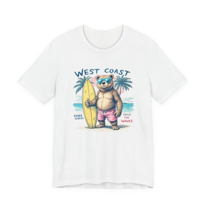 West Coast Beach Bear Tee, Summer Shirt, Surfing T-Shirt, Cute Animal Apparel, Vacation Outfit, Gift for Beach Lovers - Image 7