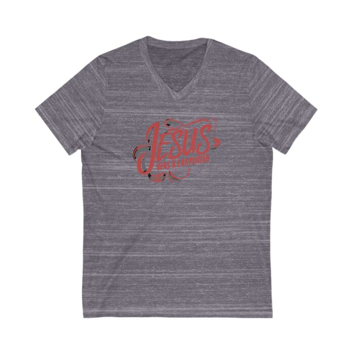 Jesus was a carpenter Unisex Jersey Short Sleeve V-Neck Tee - Image 19