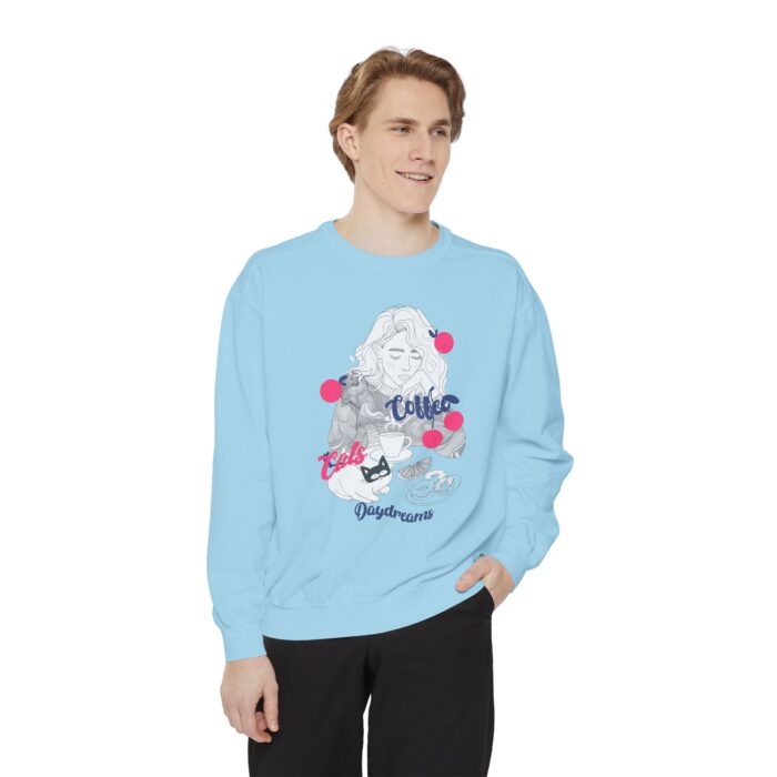 Coffee Cats Daydreams Unisex Garment-Dyed Sweatshirt - Image 35