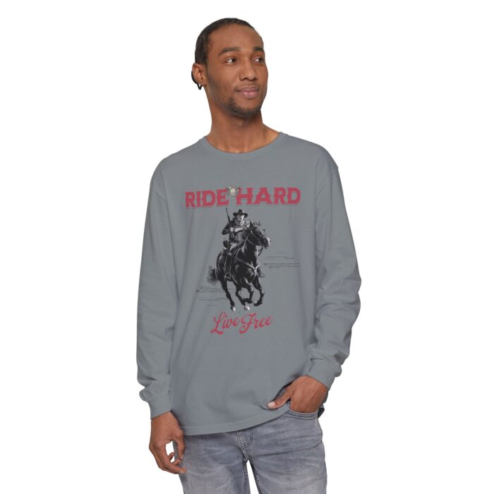 Ride hard Unisex Garment-dyed Long Sleeve T-Shirt - Image 43