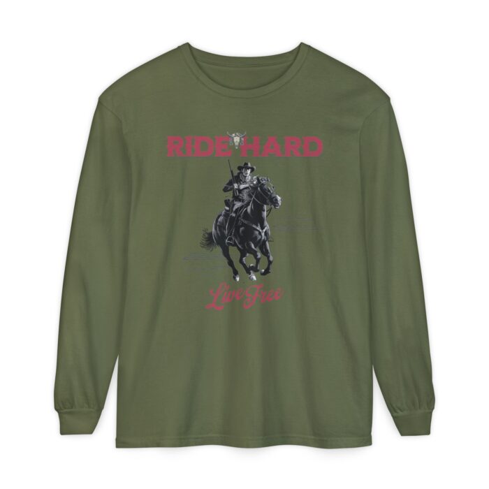 Ride hard Unisex Garment-dyed Long Sleeve T-Shirt - Image 37