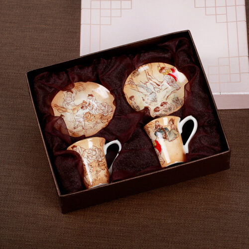 Star Gift Genre Painting Mini Espresso Teacup Set (for 2) - Collectibles & Memorabilia