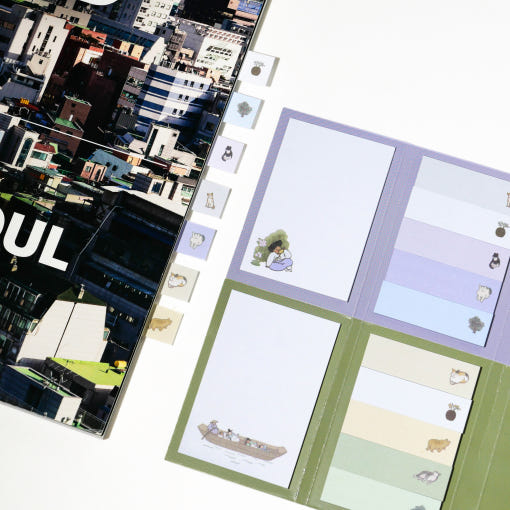 "meta_description": "Explore Korean collectibles with our 4-fold sticky notes inspired by Joseon art.",