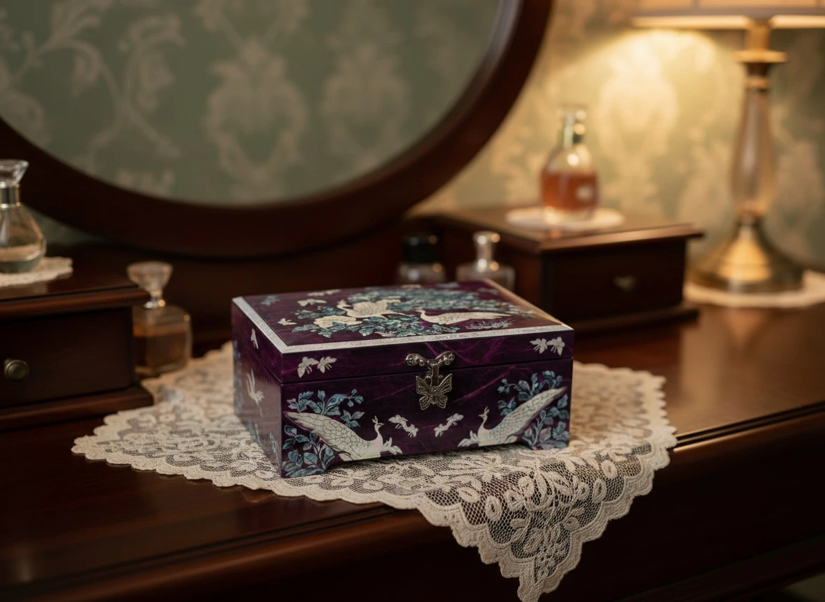 Star Gift Korean paper mother-of-pearl jewelry box [Peacock Design]